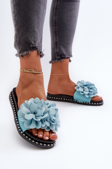 Zapatillas de mujer con motivos florales en azul Cellanen 2