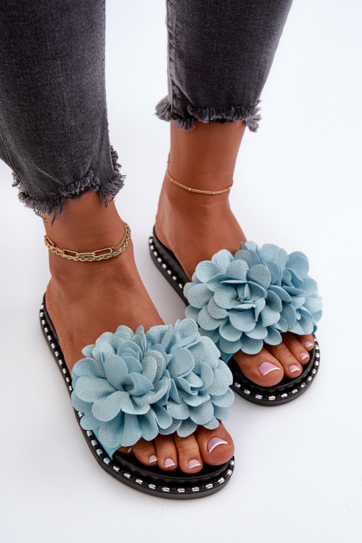 Zapatillas de mujer con motivos florales en azul Cellanen