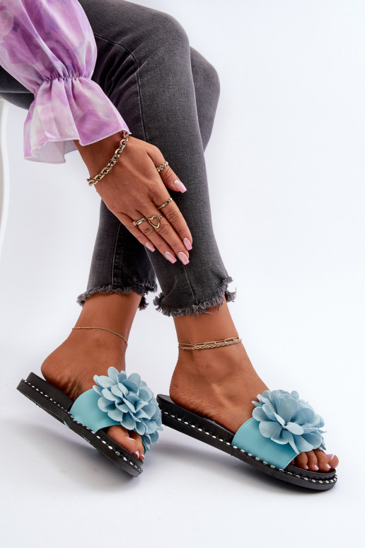 Zapatillas de mujer con motivos florales en azul Cellanen