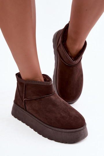 Botas de nieve para mujer con aislamiento, plataforma y pelo interior CzekoladoĮe Vesirae