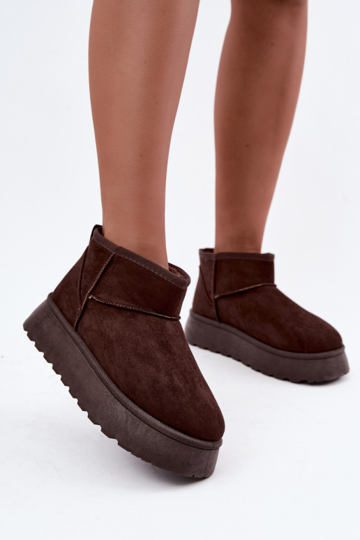 Botas de nieve para mujer con aislamiento, plataforma y pelo interior CzekoladoĮe Vesirae