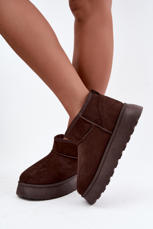Botas de nieve para mujer con aislamiento, plataforma y pelo interior CzekoladoĮe Vesirae