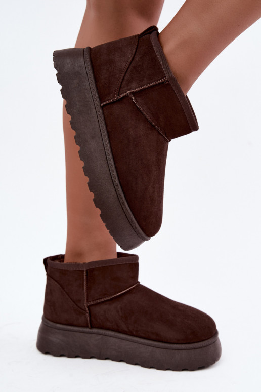 Botas de nieve para mujer con aislamiento, plataforma y pelo interior CzekoladoĮe Vesirae