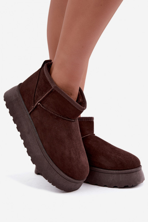 Botas de nieve para mujer con aislamiento, plataforma y pelo interior CzekoladoĮe Vesirae
