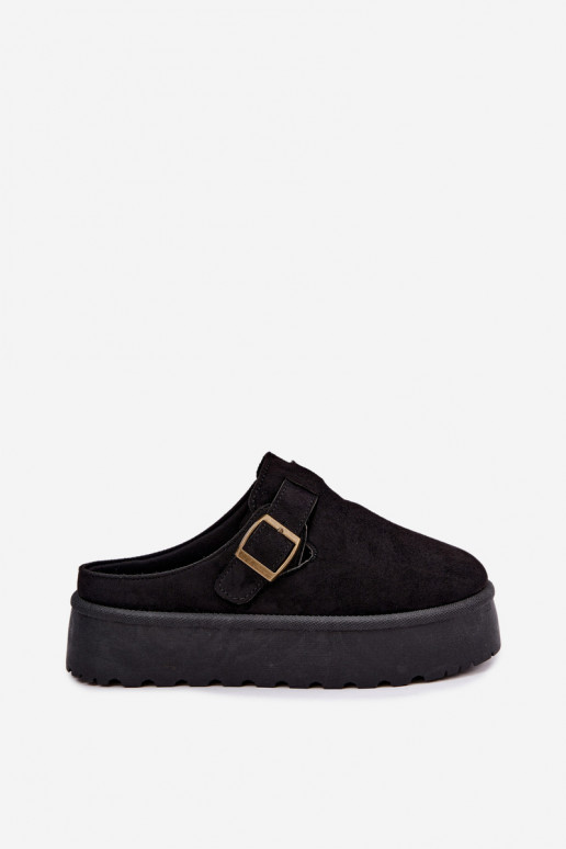 Zapatillas negras de mujer con plataforma y hebillas Cressa