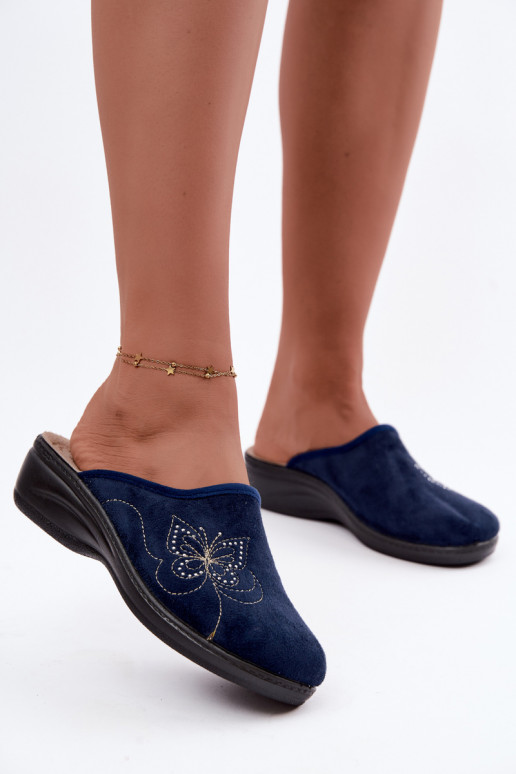 Zapatillas de mujer azul oscuro con mariposas bordadas Inblu LY000119