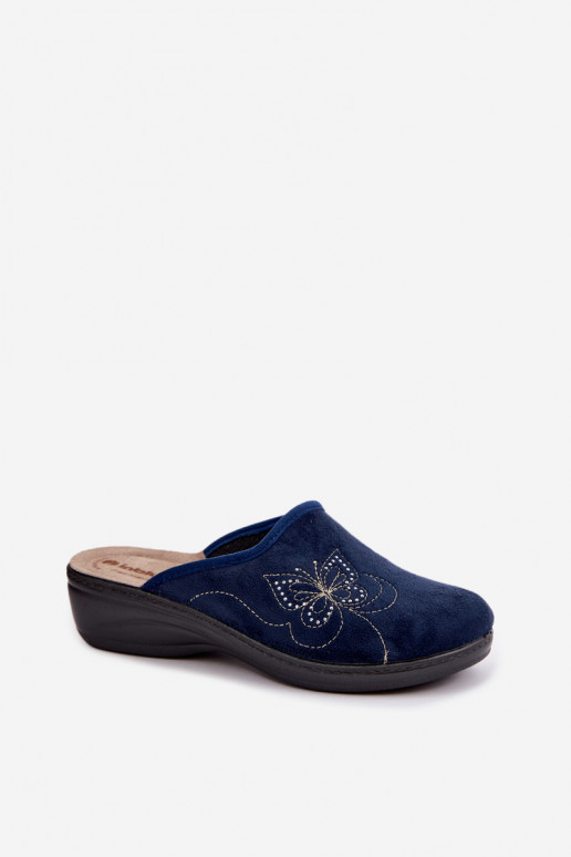 Zapatillas de mujer azul oscuro con mariposas bordadas Inblu LY000119
