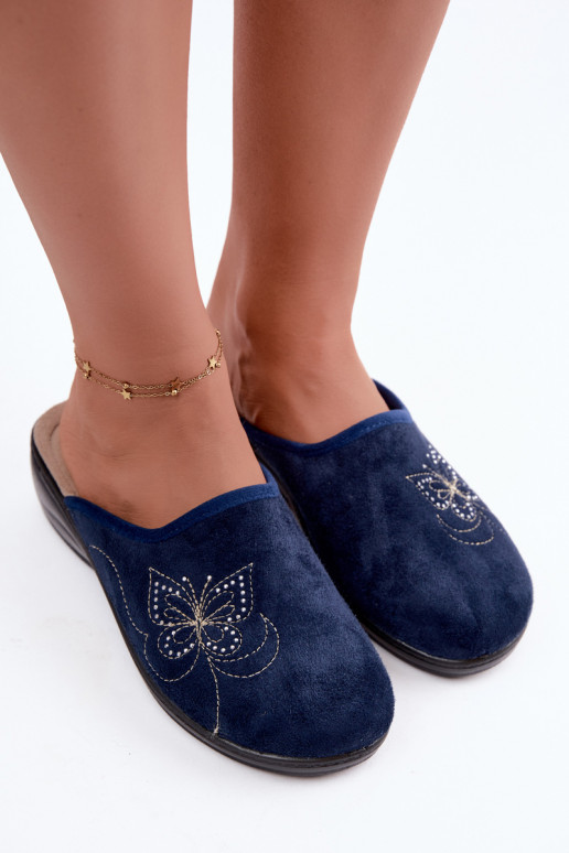 Zapatillas de mujer azul oscuro con mariposas bordadas Inblu LY000119