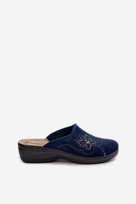 Zapatillas de mujer azul oscuro con mariposas bordadas Inblu LY000119
