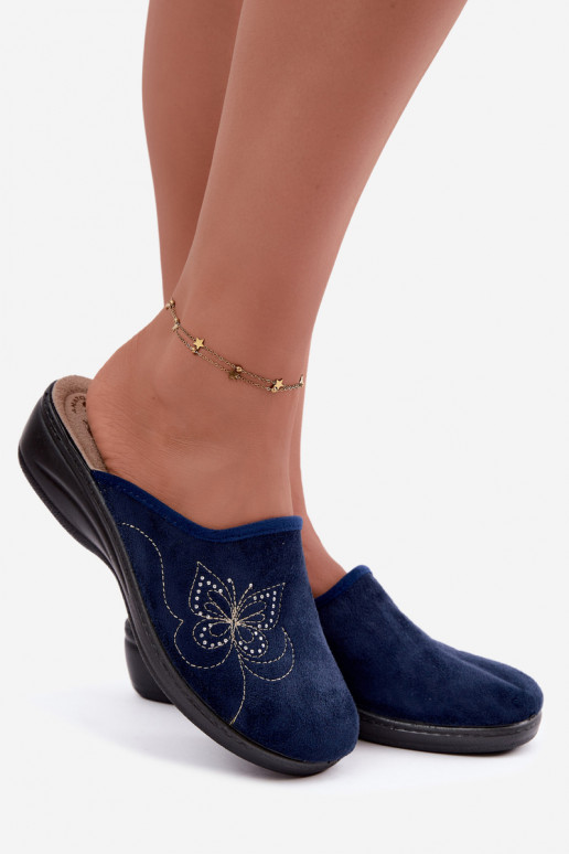 Zapatillas de mujer azul oscuro con mariposas bordadas Inblu LY000119