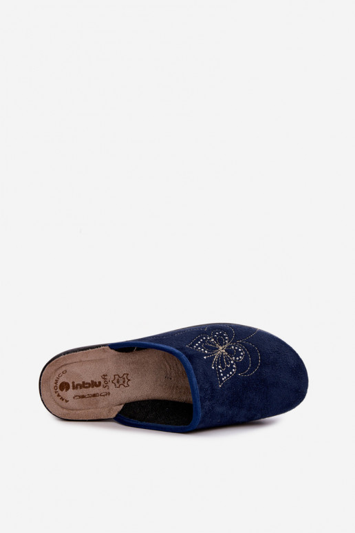 Zapatillas de mujer azul oscuro con mariposas bordadas Inblu LY000119