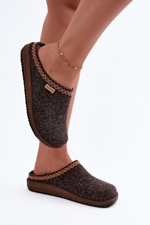 Zapatillas de mujer marrón oscuro con bordado Inblu NL000009