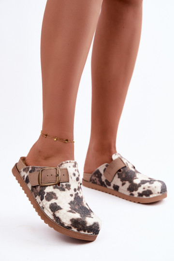 Zuecos marrones de mujer con hebillas Inblu DJ000016 2