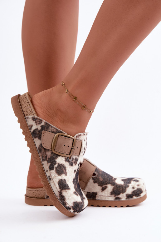 Zuecos marrones de mujer con hebillas Inblu DJ000016