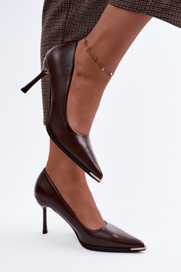 Zapatos de tacón de cuero sintético CzekoladoĮe INarelia