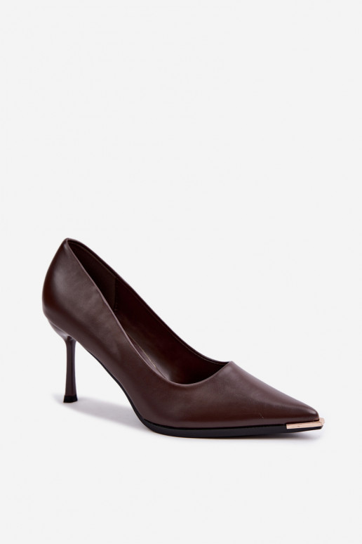 Zapatos de tacón de cuero sintético CzekoladoĮe INarelia