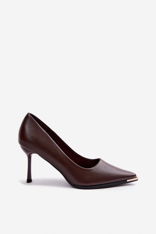 Zapatos de tacón de cuero sintético CzekoladoĮe INarelia