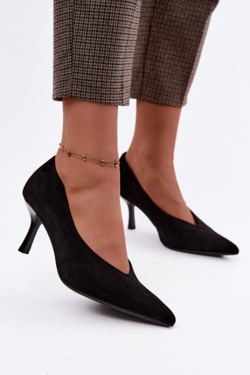 Zapatos de tacón negros con bordado decorativo Sedria 2