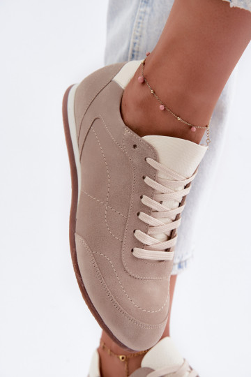 Piel de gamuza Zapatillas modelo zapatos.Przeszyciami Zazoo N1414 beige