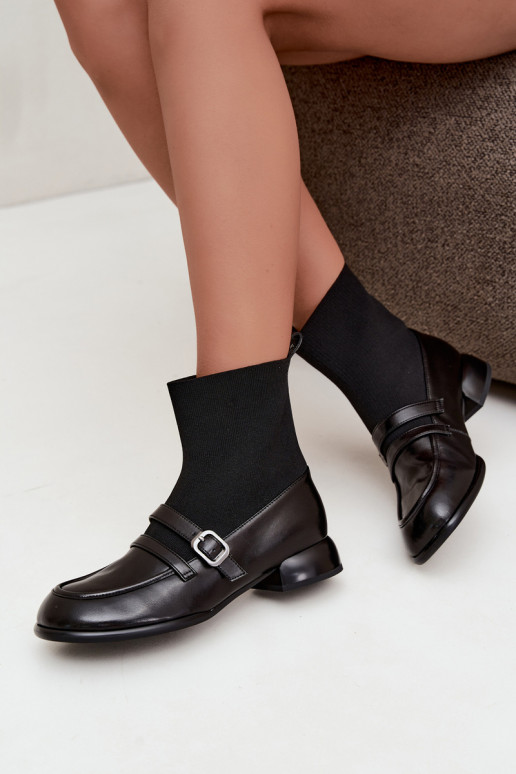 Botines con caña tipo calcetín en negro