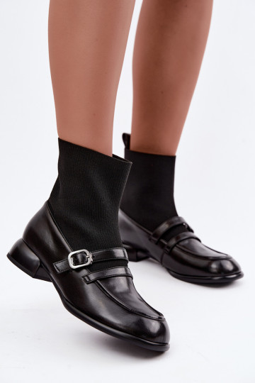 Botines con caña tipo calcetín en negro 2