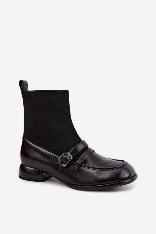 Botines con caña tipo calcetín en negro