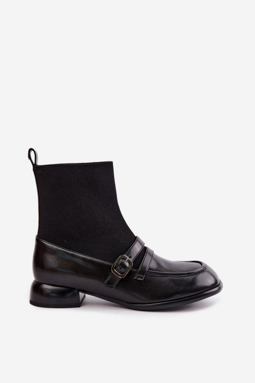 Botines con caña tipo calcetín en negro