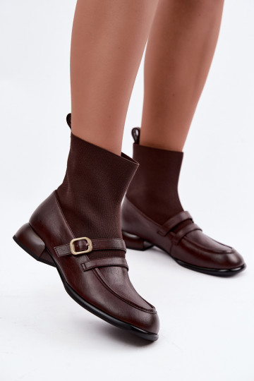 Botines con caña tipo calcetín en marrón 2