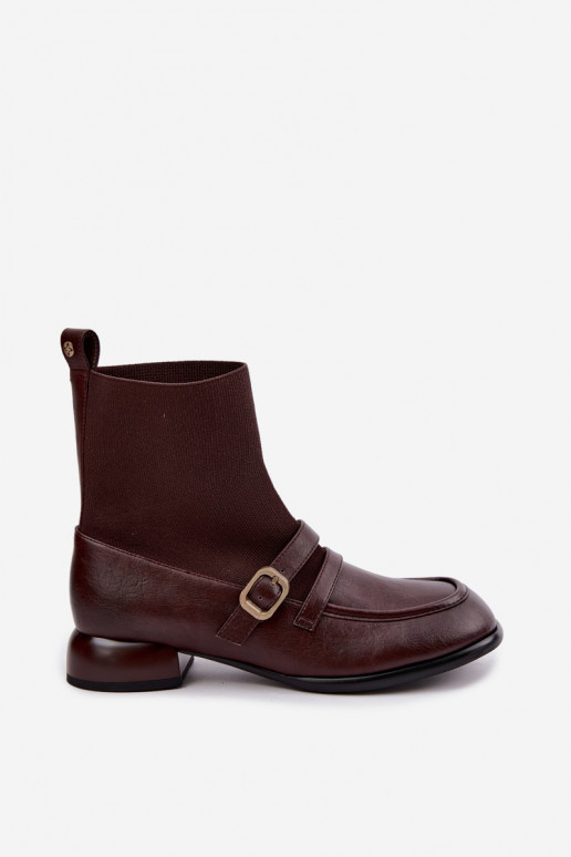 Botines con caña tipo calcetín en marrón