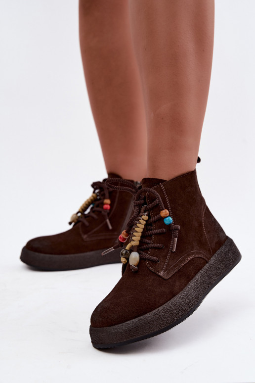 Botas aisladas de ante sintético Artiker en color chocolate