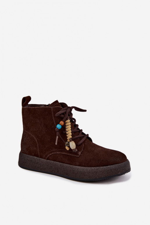 Botas aisladas de ante sintético Artiker en color chocolate