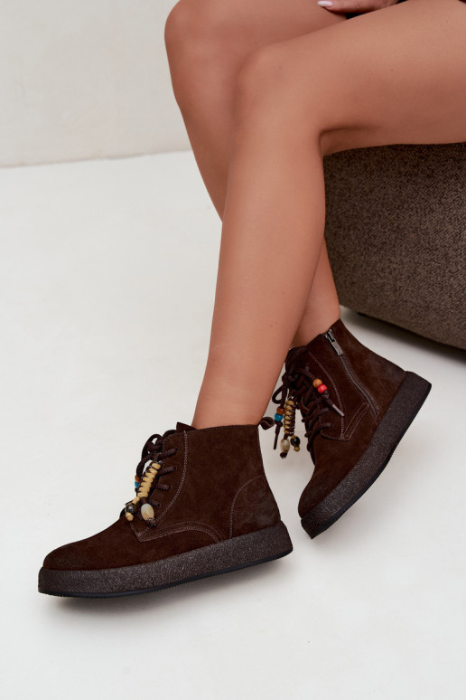 Botas aisladas de ante sintético Artiker en color chocolate