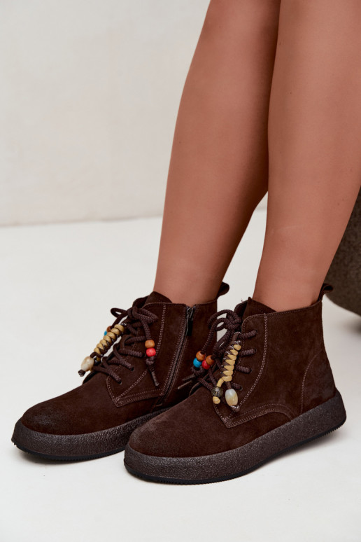 Botas aisladas de ante sintético Artiker en color chocolate