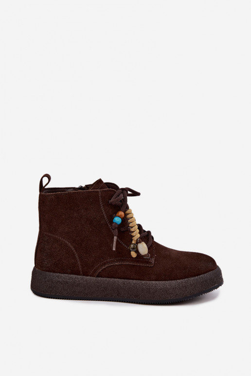 Botas aisladas de ante sintético Artiker en color chocolate