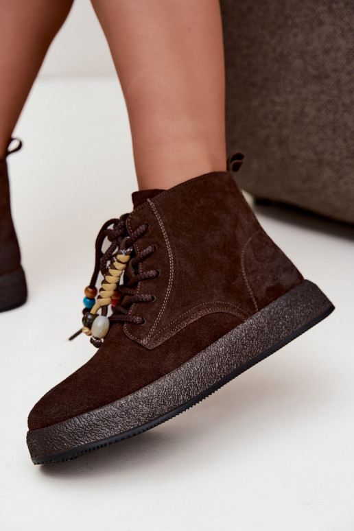 Botas aisladas de ante sintético Artiker en color chocolate