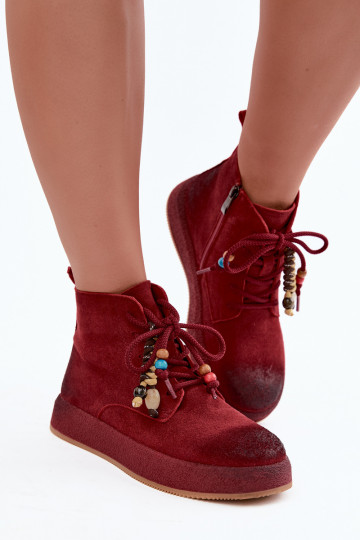 Botas aisladas de ante sintético Artiker en color burdeos