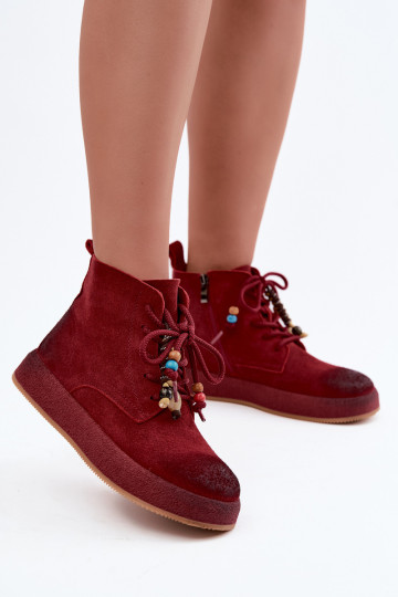Botas aisladas de ante sintético Artiker en color burdeos 2