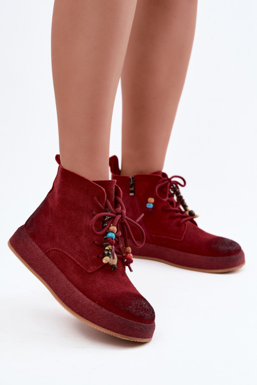 Botas aisladas de ante sintético Artiker en color burdeos