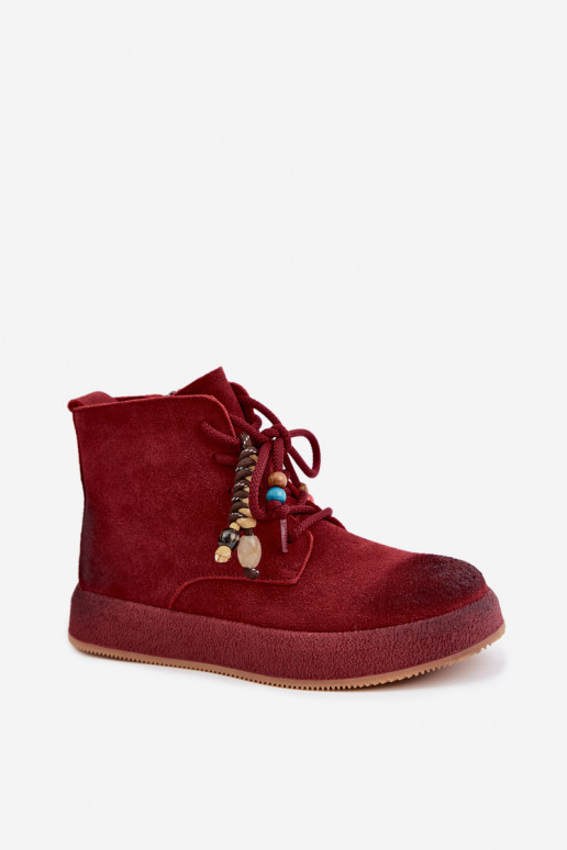 Botas aisladas de ante sintético Artiker en color burdeos