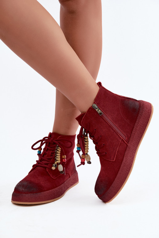 Botas aisladas de ante sintético Artiker en color burdeos