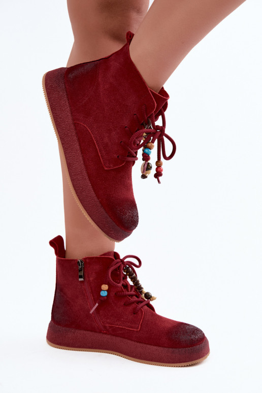 Botas aisladas de ante sintético Artiker en color burdeos