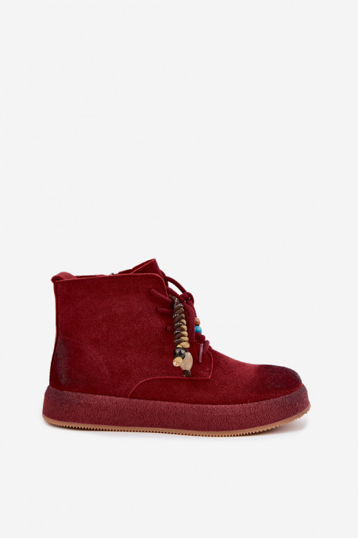 Botas aisladas de ante sintético Artiker en color burdeos