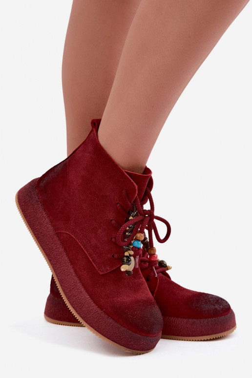 Botas aisladas de ante sintético Artiker en color burdeos