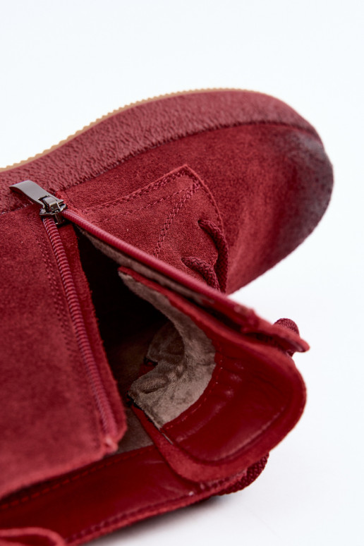 Botas aisladas de ante sintético Artiker en color burdeos