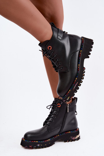 Botines de trabajo de cuero sintético Artiker en negro
