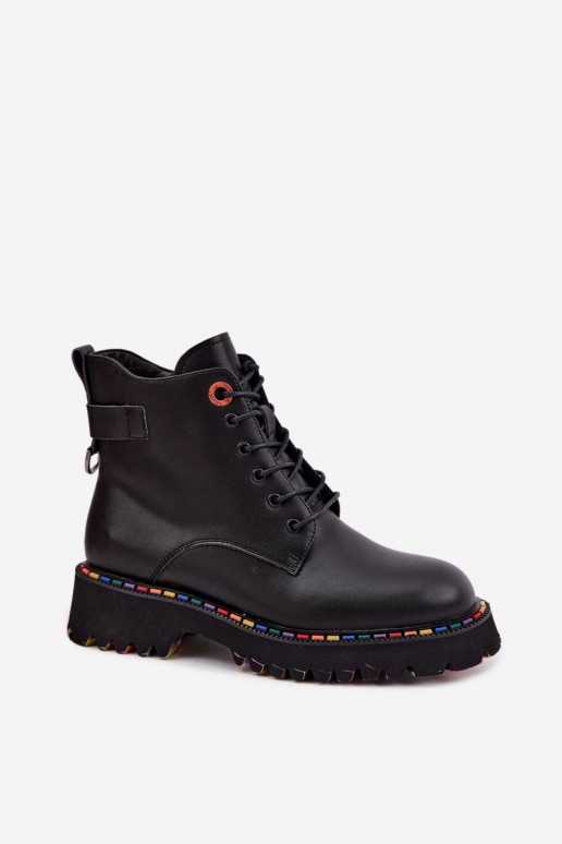 Botines de trabajo de cuero sintético Artiker en negro