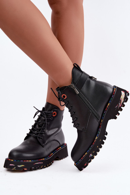 Botines de trabajo de cuero sintético Artiker en negro