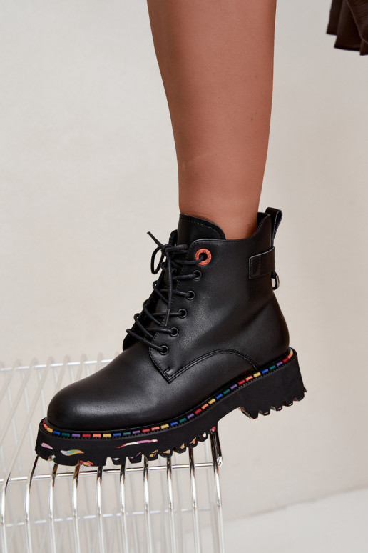 Botines de trabajo de cuero sintético Artiker en negro