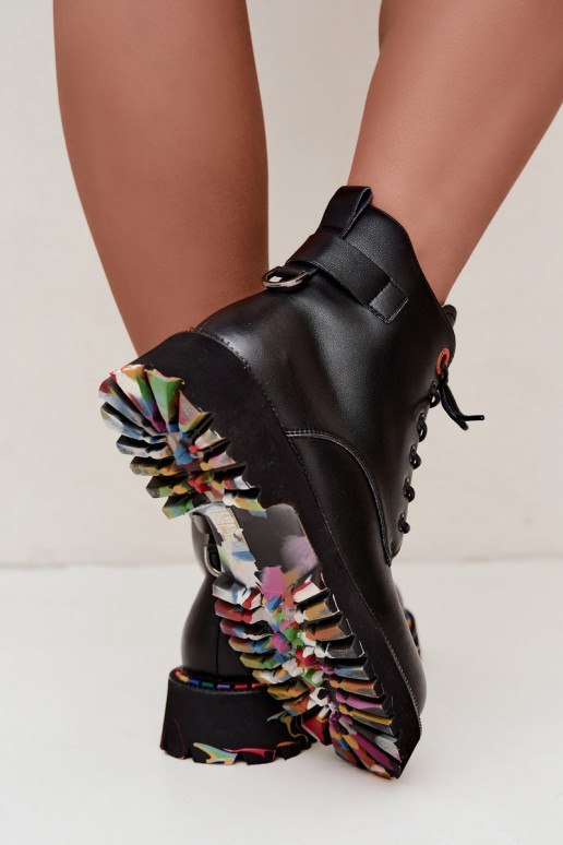 Botines de trabajo de cuero sintético Artiker en negro