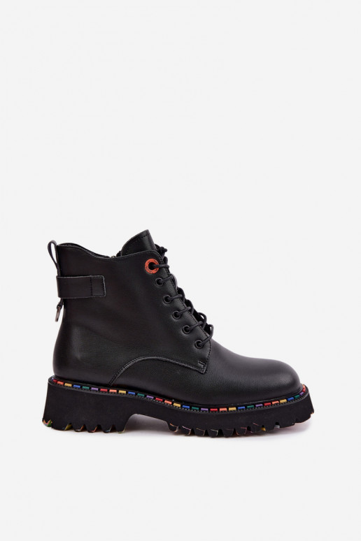 Botines de trabajo de cuero sintético Artiker en negro